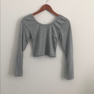 Crop Long Sleeve Scoop Top...